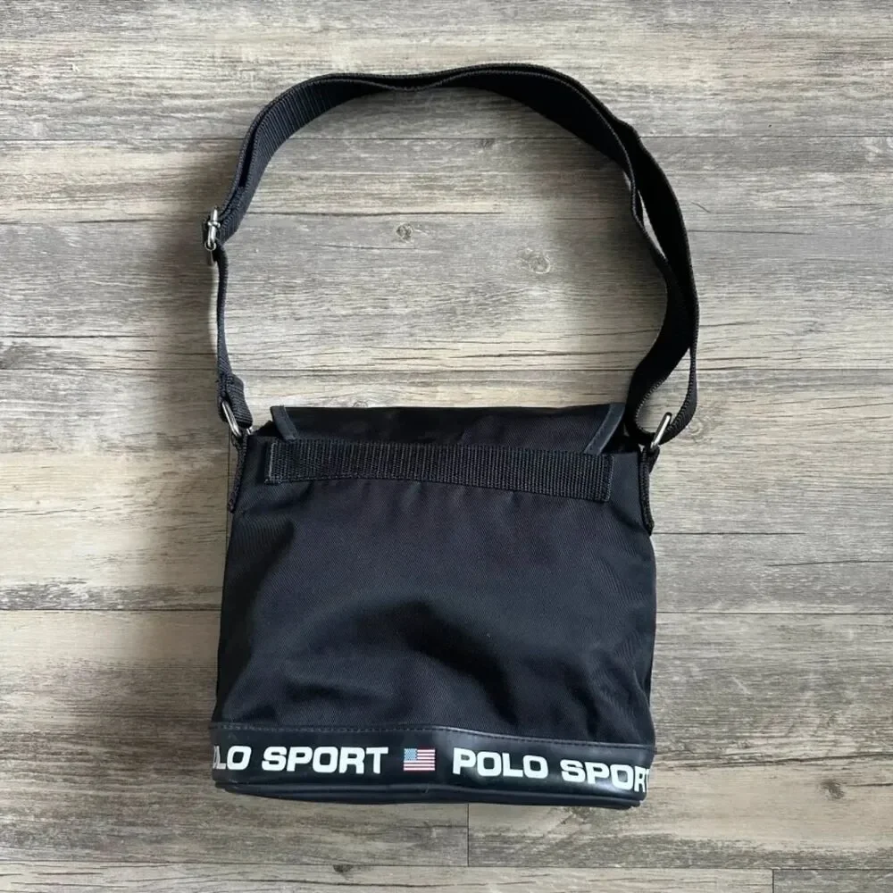Vintage Polo Sport Ralph Lauren Black Shoulder Messenger Bag